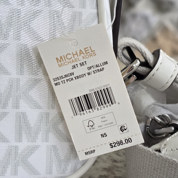 Michael Kors Jet Set Logo Medium White Tech Crossbody - Picture 5 of 8
